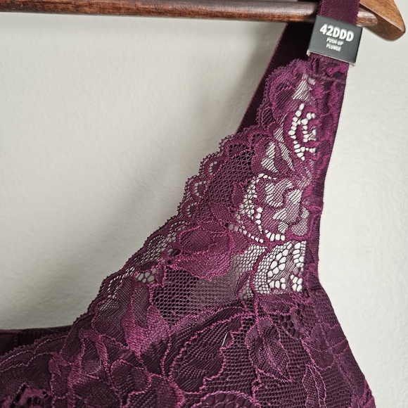 Torrid Curve Push Up Plunge Womens Purple Lace Full Coverage Underwire Crossback - Picture 4 of 8